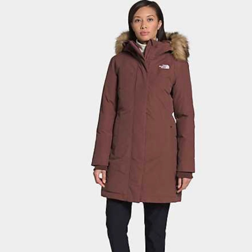 Maroon northface parka jacket